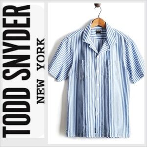 Todd Snyder short sleeve striped pocket Shirt XL